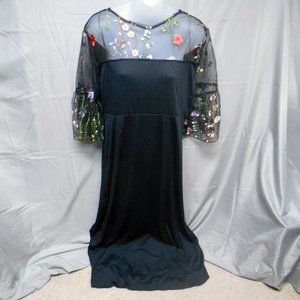 NWOT Enka black embroidered long dress XL/XXL